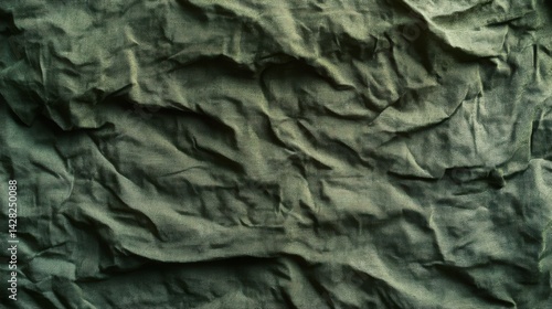 Wallpaper Mural Matte forest green cotton with visible wrinkles, shadows enhancing the organic texture Torontodigital.ca