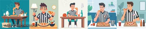 referee character vector eating pizza
