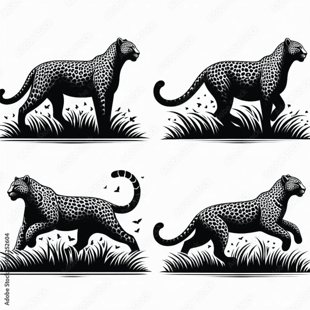 Obraz premium create leopard Silhouette with white background