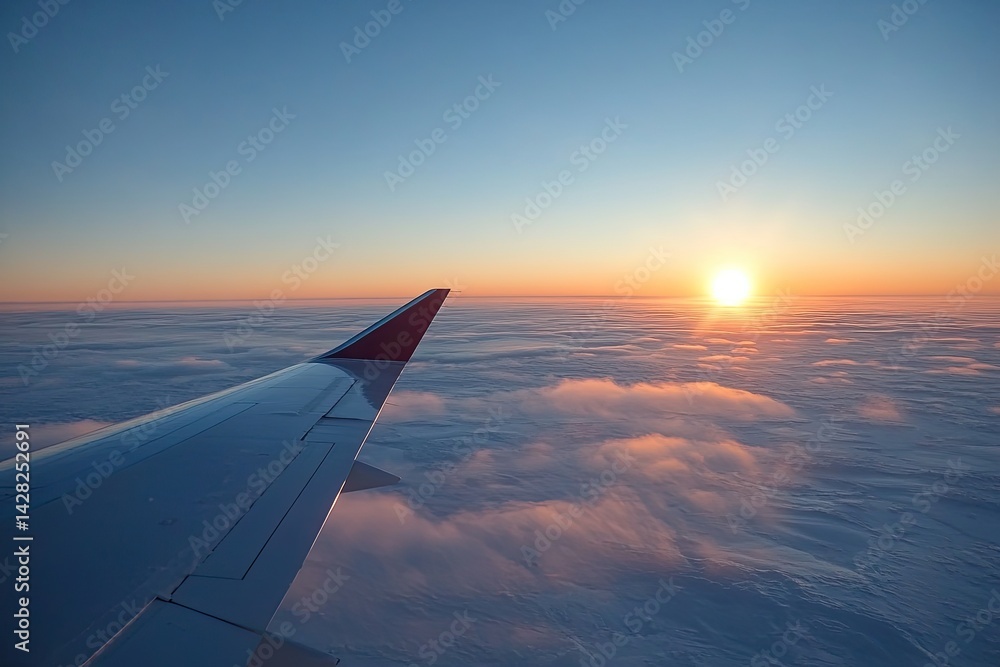 Airplane wing above clouds at sunset. (1) Airplane wing above clouds at sunset. (1)
