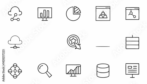 data analytics set of web icons in line style  dat.eps