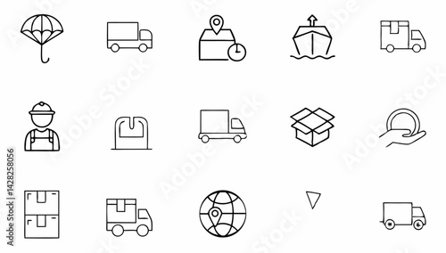 delivery and logistic set of web icons in line sty.eps