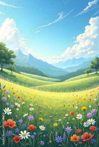 summer landscape with flowers