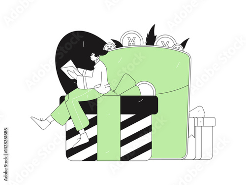 Use red envelopes to attract new customers and promote activity. Flat vector character concept illustration
