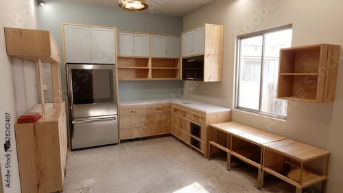 Wallpaper Mural Bright, modern kitchen with wood cabinetry, stainless steel appliances, and natural light Torontodigital.ca