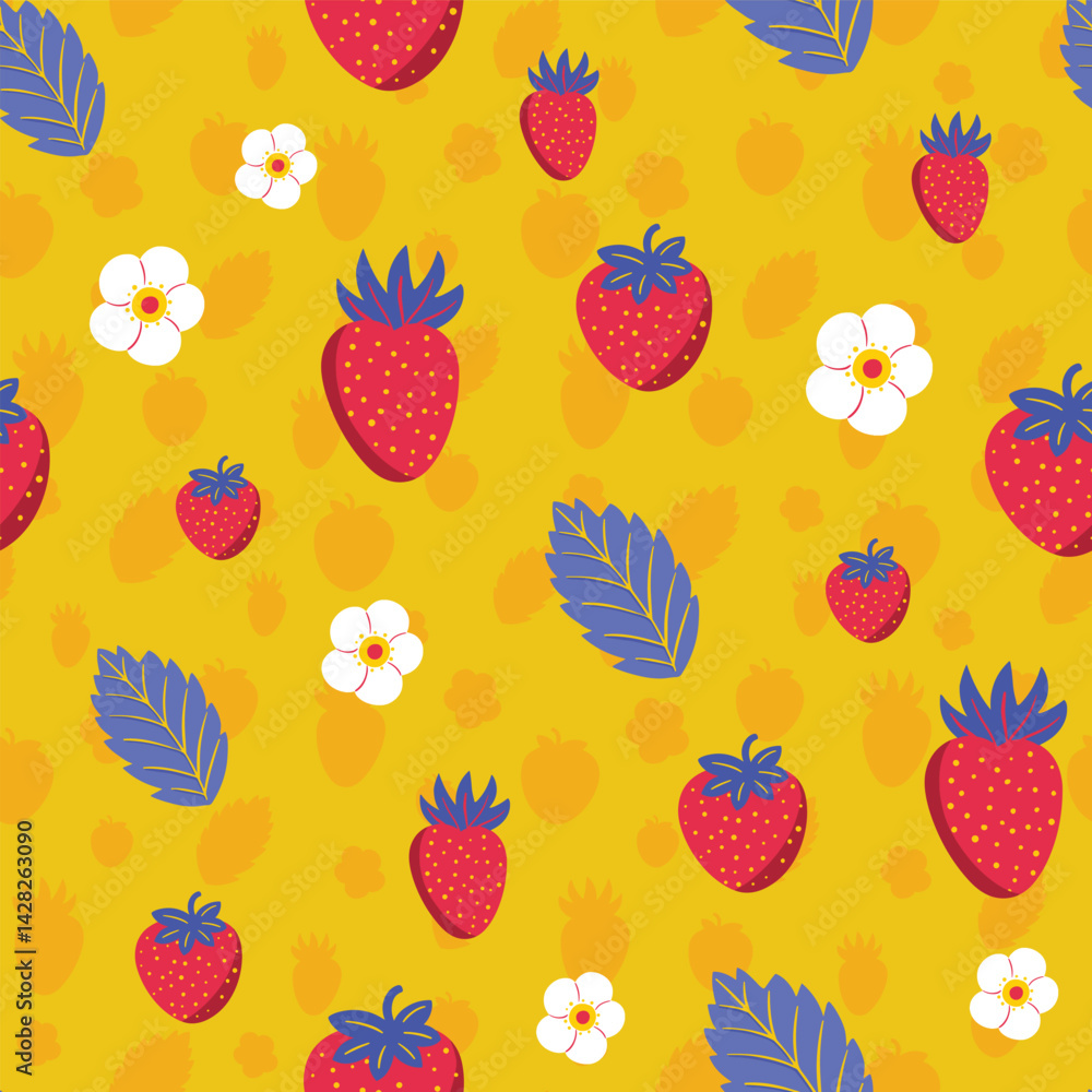 Strawberry vector seamless pattern design for print Strawberry vector seamless pattern design for print