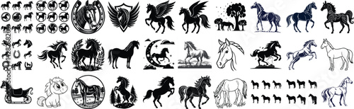 Extensive Collection of Black Horse Silhouettes and Designs
