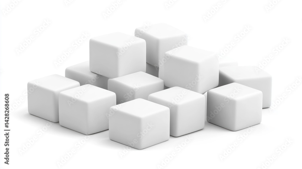 A collection of white cubes A collection of white cubes