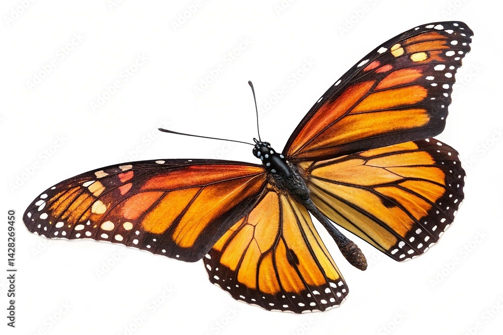 Fototapeta premium Butterfly flying isolated on white background