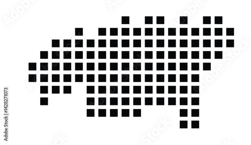 Symbol Map of the City Achim (Germany) showing the city with a pattern of just a few black squares