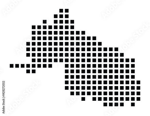Symbol Map of the City Geestland (Germany) showing the city with a pattern of just a few black squares