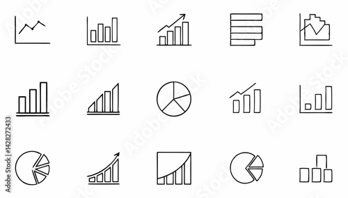 graphs and graphs set of web icons in line style  .eps