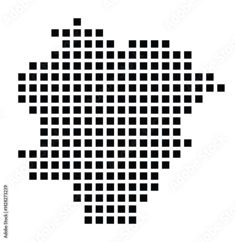 Symbol Map of the City Northeim (Germany) showing the city with a pattern of just a few black squares