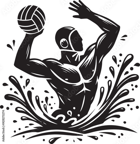Aquatic Sports Water Polo Silhouette Art