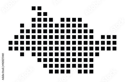 Symbol Map of the City Overath (Germany) showing the city with a pattern of just a few black squares