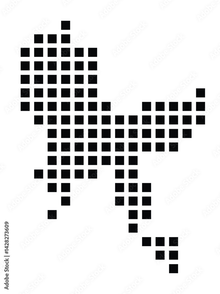 Symbol Map of the City Rendsburg (Germany) showing the city with a pattern of just a few black squares Symbol Map of the City Rendsburg (Germany) showing the city with a pattern of just a few black squares