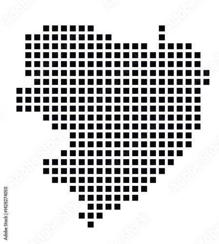 Symbol Map of the City Schwedt_Oder (Germany) showing the city with a pattern of just a few black squares
