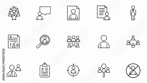 headhunting set of web icons in line style  recrui.eps