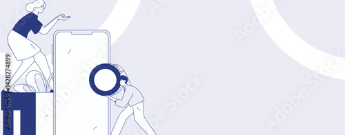 Use red envelopes to attract new customers and promote activity. Flat vector character concept illustration
