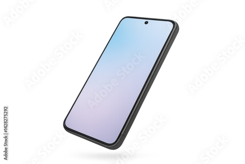 Minimalist smartphone with gradient display floating in mid-air