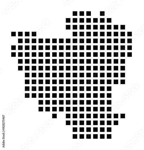 Symbol Map of the City Ahlen (Germany) showing the city with a pattern of just a few black squares