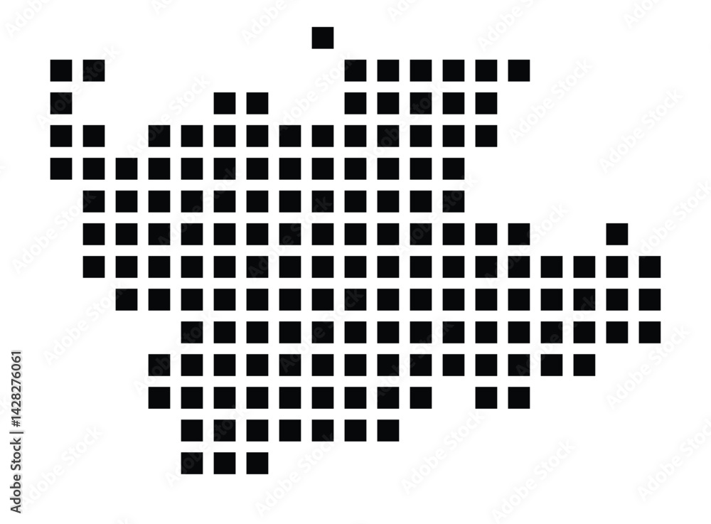 Symbol Map of the City Bensheim (Germany) showing the city with a pattern of just a few black squares Symbol Map of the City Bensheim (Germany) showing the city with a pattern of just a few black squares
