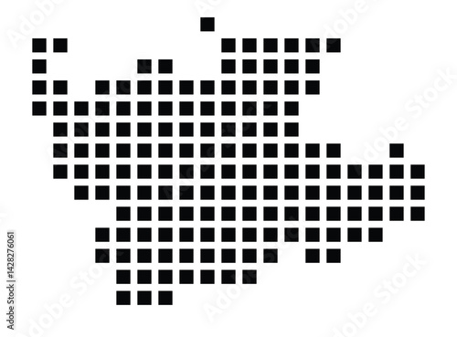 Symbol Map of the City Bensheim (Germany) showing the city with a pattern of just a few black squares