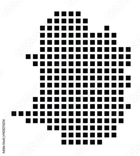 Symbol Map of the City Bielefeld (Germany) showing the city with a pattern of just a few black squares