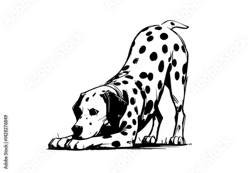 Dalmatian Dog Hand Drawn Illustration Sketch Vector Isolated by AZ for Books, Arts, Design and Decoration Graphic Asset