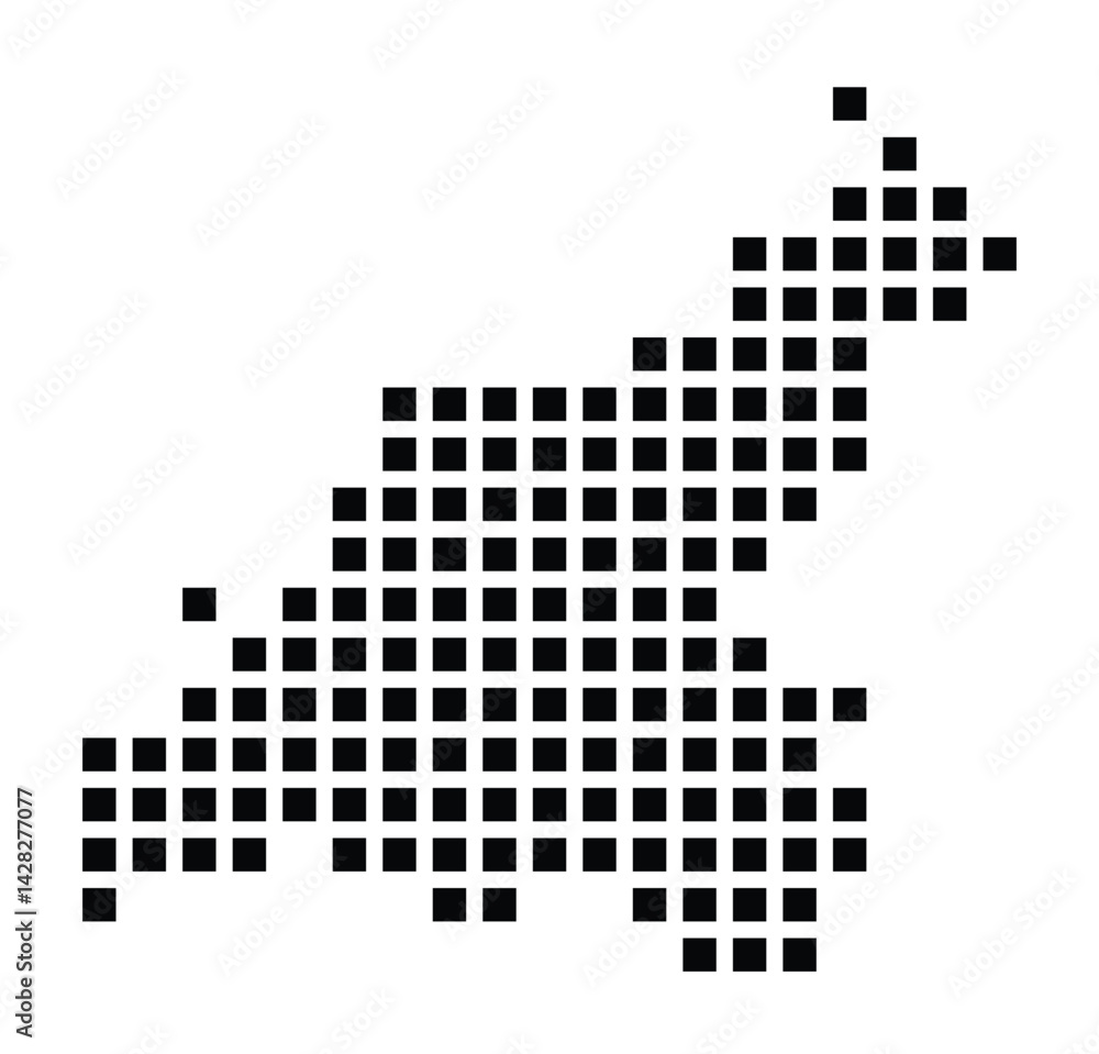 Fototapeta premium Symbol Map of the City Deggendorf (Germany) showing the city with a pattern of just a few black squares