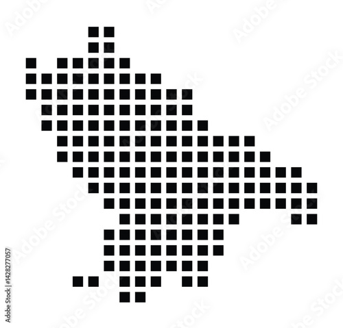 Symbol Map of the City Datteln (Germany) showing the city with a pattern of just a few black squares