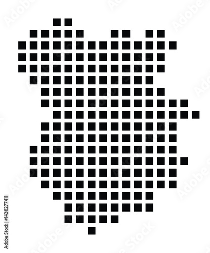 Symbol Map of the City Düren (Germany) showing the city with a pattern of just a few black squares