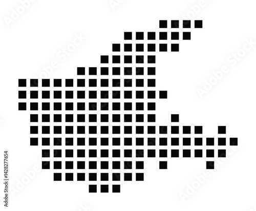 Symbol Map of the City Emsdetten (Germany) showing the city with a pattern of just a few black squares