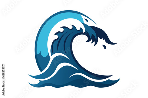 blue ocean wave vector illustration on white background