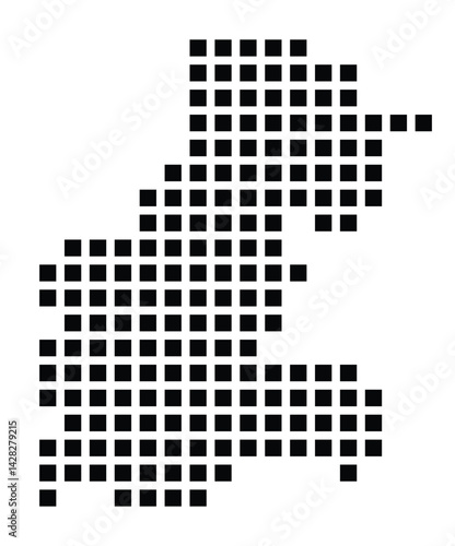 Symbol Map of the City Heidenheim an der Brenz (Germany) showing the city with a pattern of just a few black squares