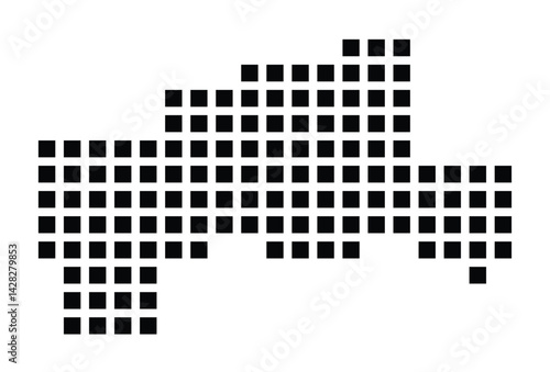 Symbol Map of the City Kamen (Germany) showing the city with a pattern of just a few black squares