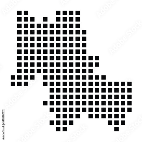 Symbol Map of the City Korschenbroich (Germany) showing the city with a pattern of just a few black squares