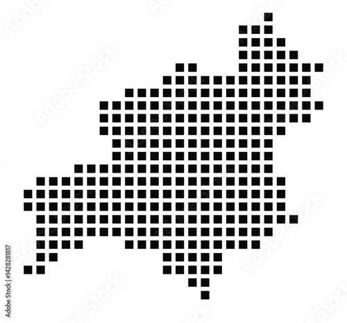 Symbol Map of the City Neustadt am Rübenberge (Germany) showing the city with a pattern of just a few black squares