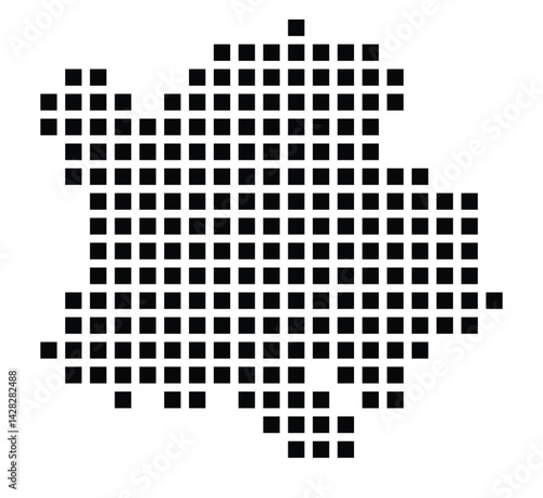 Symbol Map of the City Pforzheim (Germany) showing the city with a pattern of just a few black squares