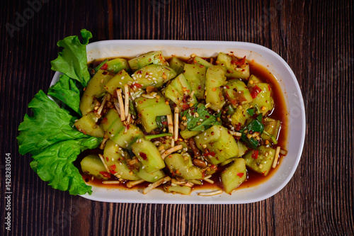Cucumber stir-fried with mala chilli Spicy taste
