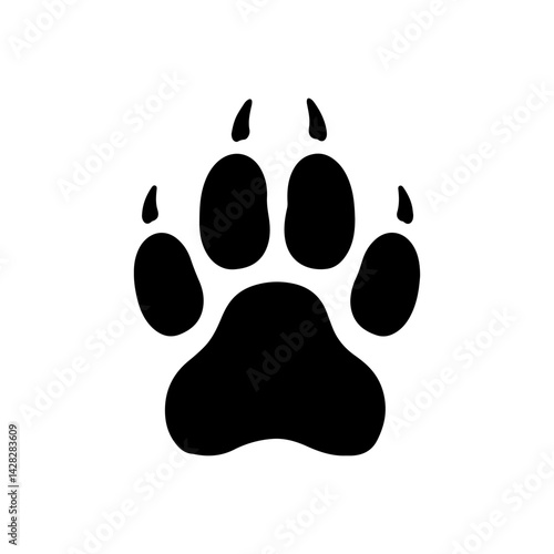 Cheetah paw silhouette icon vector flat design.