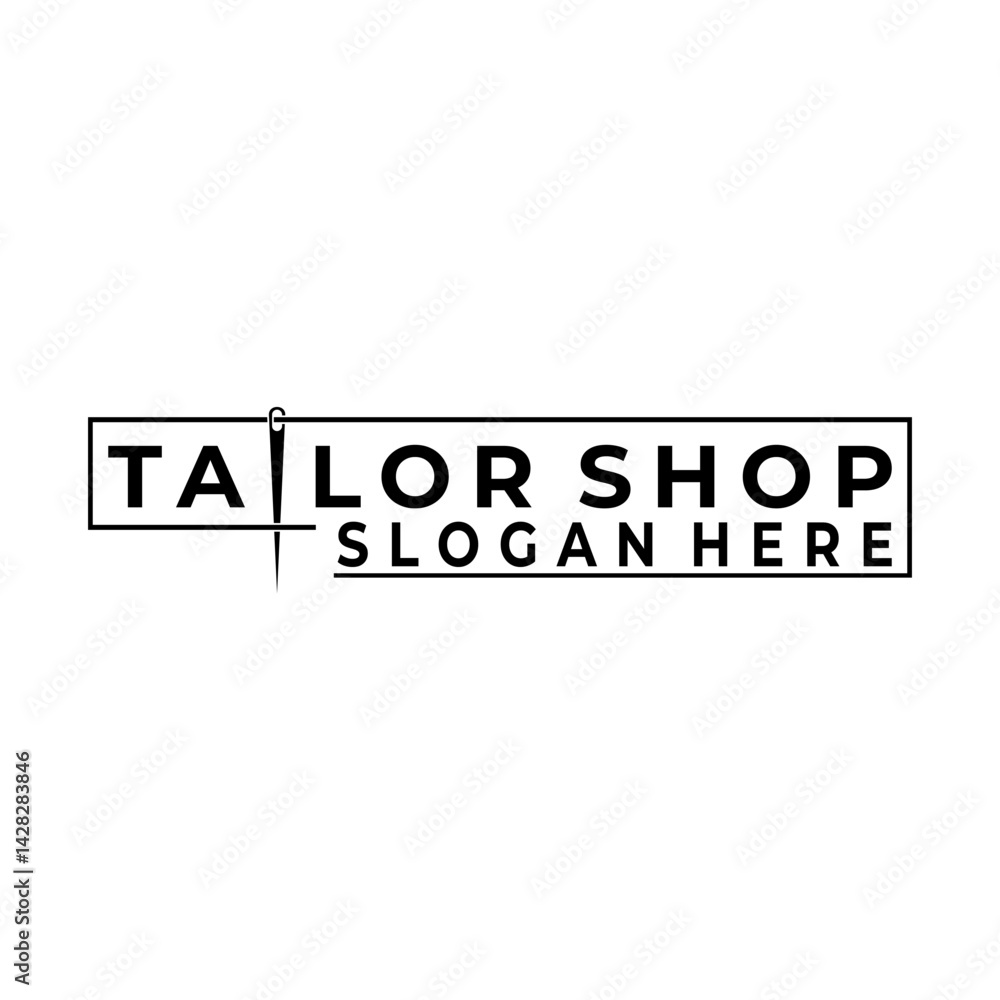 Tailor Shop logo design vector. Tailor letter combination with Needle Tailor Shop logo design vector. Tailor letter combination with Needle