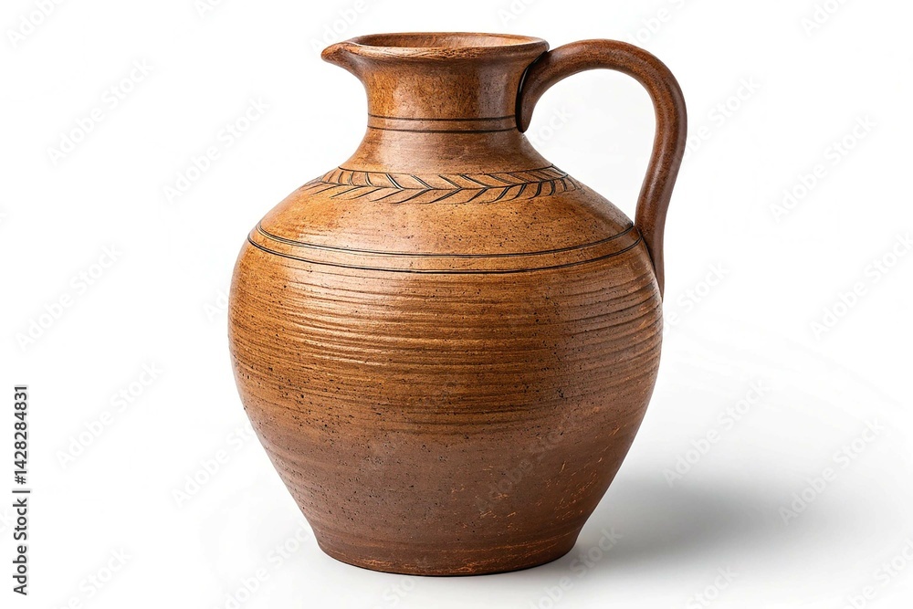 Clay brown jug isolated on white background Clay brown jug isolated on white background