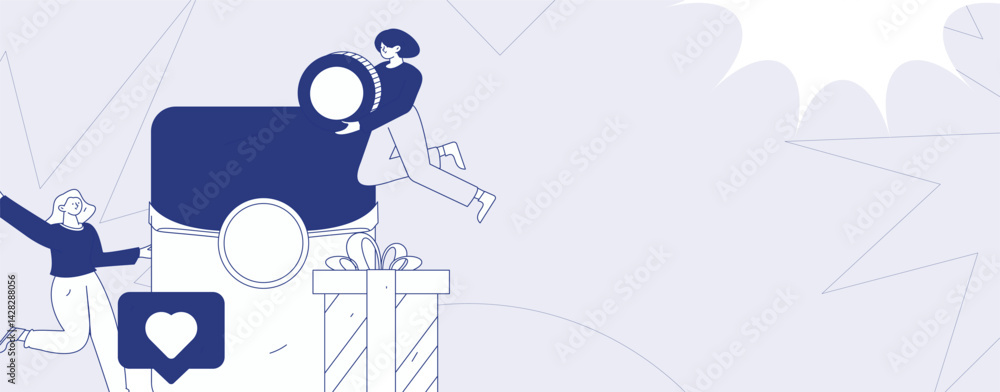 Fototapeta premium Use red envelopes to attract new customers and promote activity. Flat vector character concept illustration 