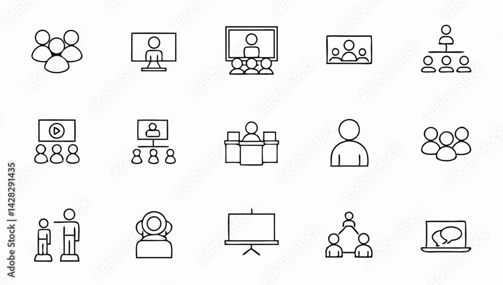 meeting set of web icons in line style live webin.eps meeting set of web icons in line style live webin.eps