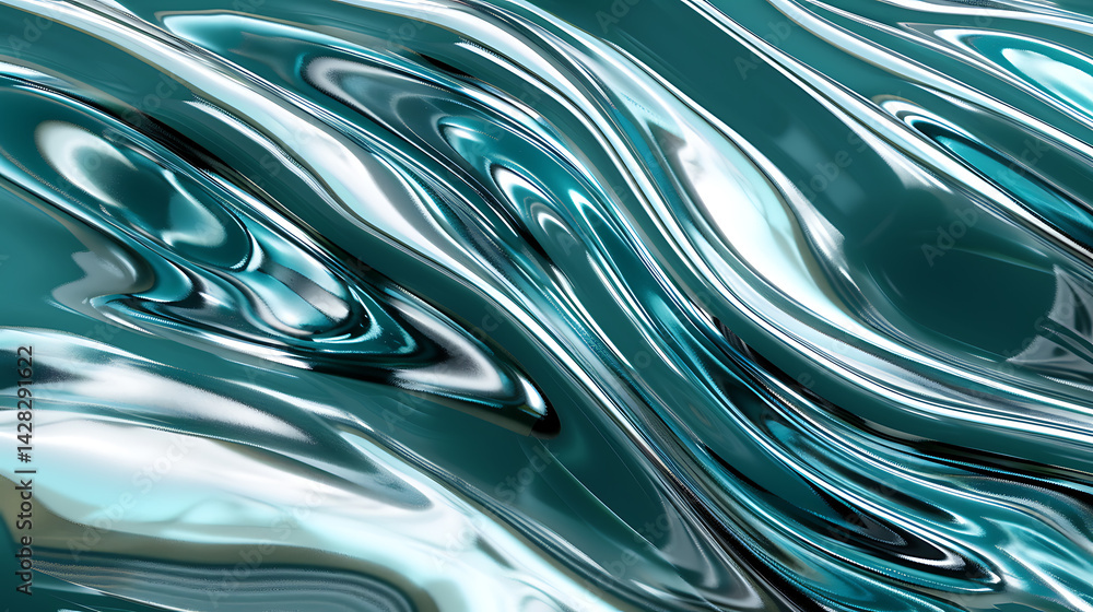 Abstract background texture resembling flowing liquid metal or chrome with smooth waves, ripples, and reflections in shades of teal, cyan, and silver.
Abstract background texture resembling flowing liquid metal or chrome with smooth waves, ripples, and reflections in shades of teal, cyan, and silver.