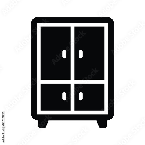 Visually appealing icon of wooden cupboard designed in glyph style