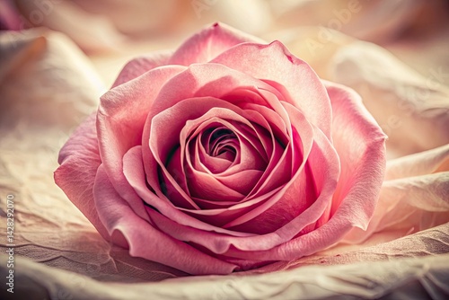 Pink Rose and Paper Background, High Depth of Field, Close-up Photography, Floral Wallpaper, Romantic Design, Elegant Stationery, Soft Focus, Bokeh, Pretty Rose, Artistic Image