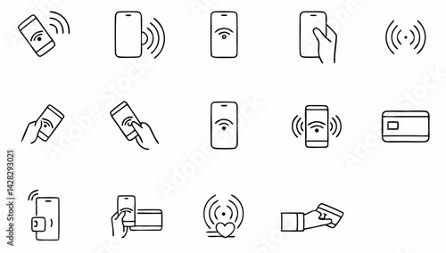 nfc wireless payment technology icons  contactless (2).eps