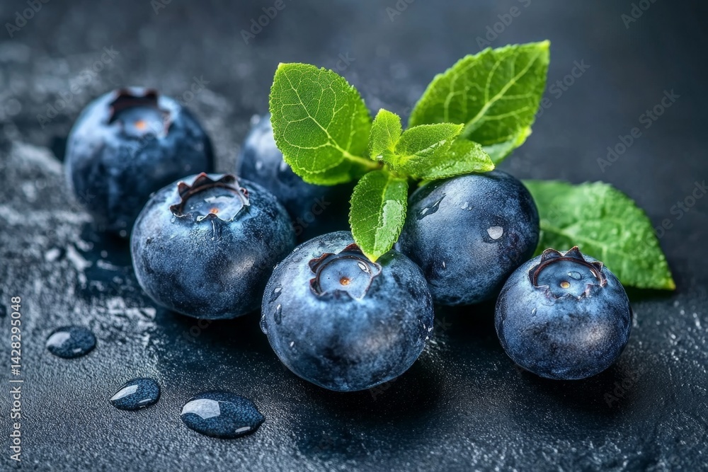Fresh blueberries with mint leaves Fresh blueberries with mint leaves
